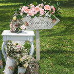 Artificial Peony Flower Swag, 29.6in Faux Eucalyptus Leaves Corner Rose Floral Swags, Artificial Mirror Flower Chair Back Flower Swags for Sheer Drapes, Wedding Chair, Arbor, Wedding(Pink)