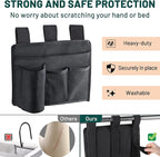 AKAYOK Bedside Caddy Organizer - Bed Organizer Caddy for Remotes Control Phone Glasses Magazines Tablets Accessories - Wheelchair Bag for Hospital Home Office Dorm Room (4 pocket)