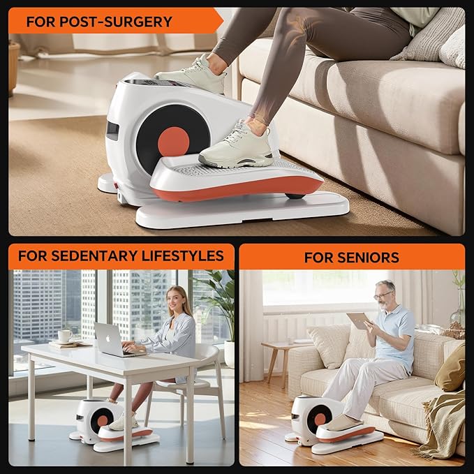 Under Desk Elliptical Machine with Remote Control, 16 Adjustable Speed Electric Ellipse Leg Exerciser Pro As Seen On TV for Senior, Portable Quiet Seated Pedal Exerciser