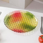 MAGCOLOR Colorful Round Woven Crystal Glass Decorative Plate 11 Inch-Diameter. (Colorful)