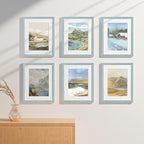 Vittanly 11x14 Picture Frames Set of 9, Shatter Resistant Plexiglass, Display 8x10 Pictures with Mat or 11x14 without Mat, Photo Frames for Wall or Tabletop, Engineered Wood, Rustic Blue