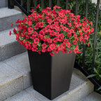 Lnoicy 20 Bundles Artificial Flowers for Outdoor Fake Plants for Spring Decoration,Faux Eucalyptus Flowers for Planter UV Resistant Lifelike for Home Porch Garden（Red）