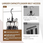 ZEDODIER Belt Organizer for Closet, Heavy-Duty Rotating Belt Hanger Rack Holds up to 24 Belts, Hanging Space Saving Metal Belt Holder for Closet Storage, Black