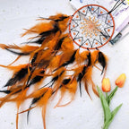 Black and Orange Dream Catcher Feather Dream Catchers Wall Decor Handmade Dreamcatcher Wall Hanging Ornament for Bedroom Living Room Home Decor