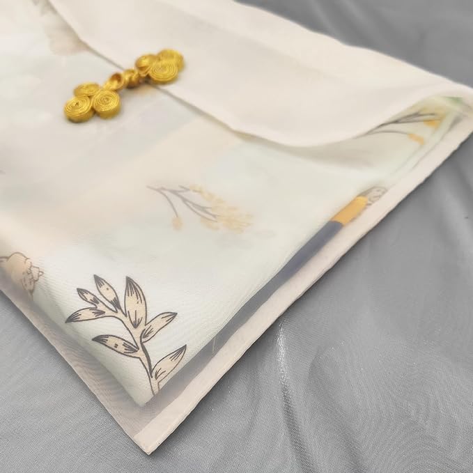 3 Pieces Scarf Storage Bag Beige Encrypted Matte Button Yarn Envelope Silk for Scarf Gifts Organza Clothing Wardrobe Organizer Packaging Bags 13 x 11.8 Inches