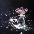 H&D HYALINE & DORA Pink Crystal Rose Bouquet Figurine,Handmade Rose Flower Gifts for Mom Gifts for Women,Glass Flower Collectible Ornament Home Table Wedding Decor