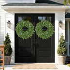 26 Inch Large Boxwoods Wreaths for Front Door Artificial Green Eucalyptus Leaves Greenery Indoor Outdoor Wreath Home Decor Porch Window Wall Farmhouse Door Decorations Spring Summer All Season