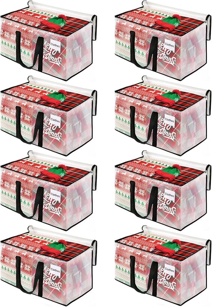 BlissTotes Moving Bags, 76L 8-Pack Storage Bags, Moving Box Heavy Duty Extra Large, Moving Totes with Zipper, Reinforced Handles Boxes for Packaging Moving, Decorative Wreath Storage