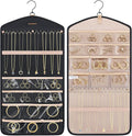 BAGSMART Hanging Jewelry Organizer with Hanger Metal Hooks Double-Sided Jewelry Holder for Organizing Earrings Necklaces Rings Perfect for in Hanging Closet, Wall, Door, 1 Piece, M, Black