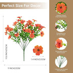 Artificial Faux Flowers Plants for Outdoors Outside Fall Autumn Decoration,12 Bundles Realistic Fake Mums Flowers Plant Greenery Silk Daisy UV Resistant Planters Balcony Porch Patio Garden Home Orange