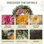 Somikis 24 Inch Front Door Wreath, Large Artificial Flowers Wreath with Silk Peony Dahlia Eucalyptus, Realistic Greenery Welcome Floral Wreath Decor All Year Round for Inside Outside Wall Entryway