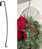 Haute Decor HighProfile Curved Wreath Hanger (Holly Embossed - Antique Brass) - Strong Decoration Holder for Doors with Raised Features and Trim