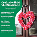 2-Pack 14 Inch Wire Wreath Frame – Heart Metal Wreath Form with Heart Design for DIY Crafts, Floral Projects, and Home Decor – Dark Green Wire Frame for Christmas Holiday & Weddings