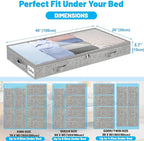4 Inch Low Profile Under Bed Storage Drawer 2 Pack, Lightweight Underbed Clothes Storage Container Bins with NO STURCTURE, Shallow Storage Bag for Dorm & Home, With Clear Lids & Water-Resistant Fabric