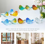 HDCRYSTALGIFTS 4PCS Colorful Crystal Birds Figurines - 3'' Art Glass Birds Animal Collectible Figurines Gifts for Women Bird Lovers Home Tabletop Office Decor