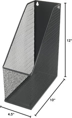 YBM HOME Mesh Steel Deluxe Magazine Rack, Extra Wide Magazine File Holder (1, Black)