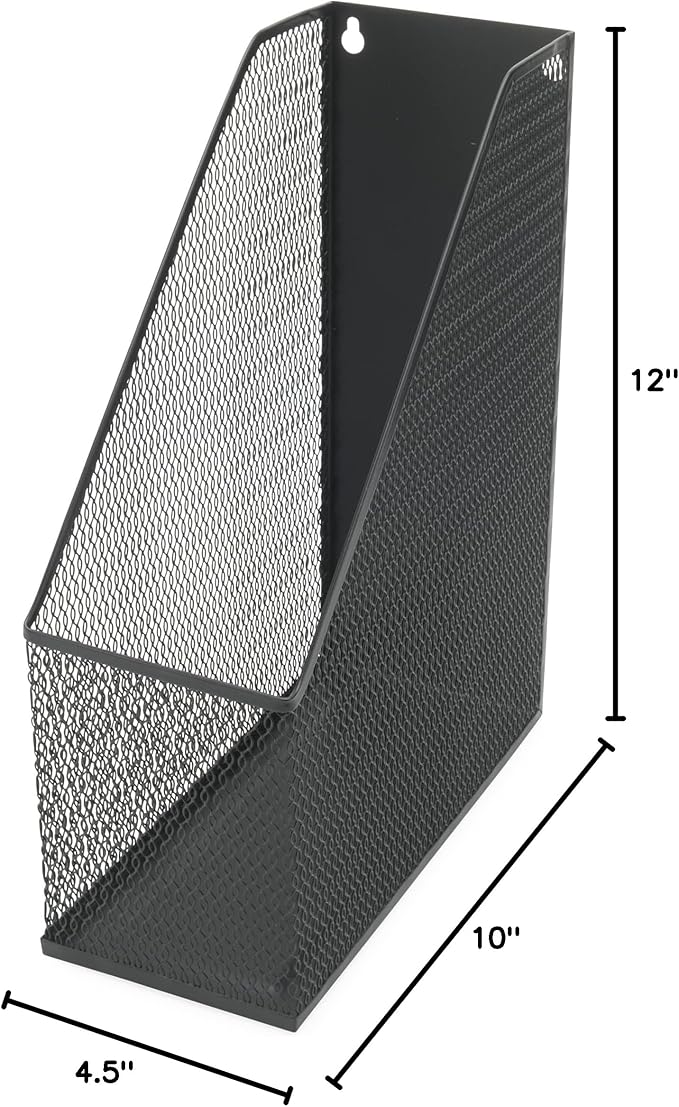 YBM HOME Mesh Steel Deluxe Magazine Rack, Extra Wide Magazine File Holder (1, Black)