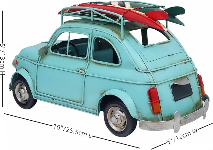 Vintage Car Model Chic Home Decor Metal Beach Decoration Display Pull Back Desk Topper Car Model Vintage Vehicle Iron Art Mancave Ornament