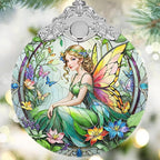 Jocidea Vintage Fairy Stained Glass Hanging Decor - Christmas Tree Ornaments & Decorations - Gifts for Women, Mom