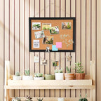 DOLLAR BOSS Cork Bulletin Board 1-Pack 16''X 12'' Double-Sided Cork Boards for Walls Wood Framed Corkboards, Small Pin Board for Home Kitchen Office Decorative Hanging 10 Pushpins, Black