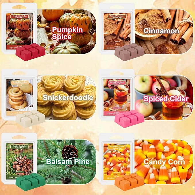 Wax Melts - Natural Ingredients with Intense & Long-Lasting Fragrance, Variety of Scents (Apple Pie, Snickerdoodle, Pumpkin Spice & More) - Perfect for Home, Office, and Gifting