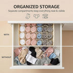 Beige 24 Grid 3 Pack Foldable Underwear Sock Storage Organizer, Non-Woven Fabric Closet Drawer Divider Bins for Socks, Ties, Baby Clothes, Dresser & Wardrobe Organization Boxes (Beige 3 Pack)