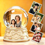 Large DIY Photo Frame Snow Globe with Double Sided Photo Insert, 5.5Inch Height Snow Globe with Liquid Resin Base, Christmas Thanksgiving Family Friends Gift, Desktop Tabletop Decoration