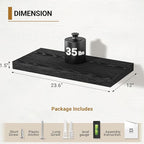 Vivelove Black Floating Shelves 24 Inches Wide, 12" Deep Wall Shelves for Bedroom, Bathroom, Living Room, Kitchen, Office, Rustic Home Decor Shelf with Invisible Brackets, 23.6X12X 1.5, Set of 2