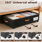 Under Bed Storage with Wheels 2-Pack, Under Bed Storage Containers 66L Clear Lids, Rolling Storage Drawers for Clothes Shoes Blankets, Underbed Organizer Bins(32" L x 17.3" W x 7.2" H)