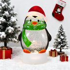 Christmas Snow Globe Penguin Lighted Musical Glitter Globe Battery Operated or USB Powered with Timer Water Glittering Snowing Globe for Christmas Party Home Table Decorations Gifts (Penguin)