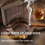 Fathers Day Birthday Gift, Cigar Ash Tray for Men Home Ashtrays For Dad Grandpa- Thank You For Everything Wooden Cigar Ashtrays Walnut Outdoor Ash Tray for Husband Cigar Lover