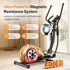 YAMO Folding Elliptical Machine, Elliptical Exercise Machine for Home with Hyper-Quiet Magnetic Driving System, Elliptical Trainer with 17.2IN Stride LCD Monitor Support, 300LBS Weight Capacity