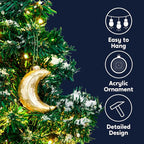 Joiedomi Christmas Moon Ornaments, Glitter Blown Glass Moon Decorations for Tree Hanging Ornament Outdoor Christmas Decorations Indoor