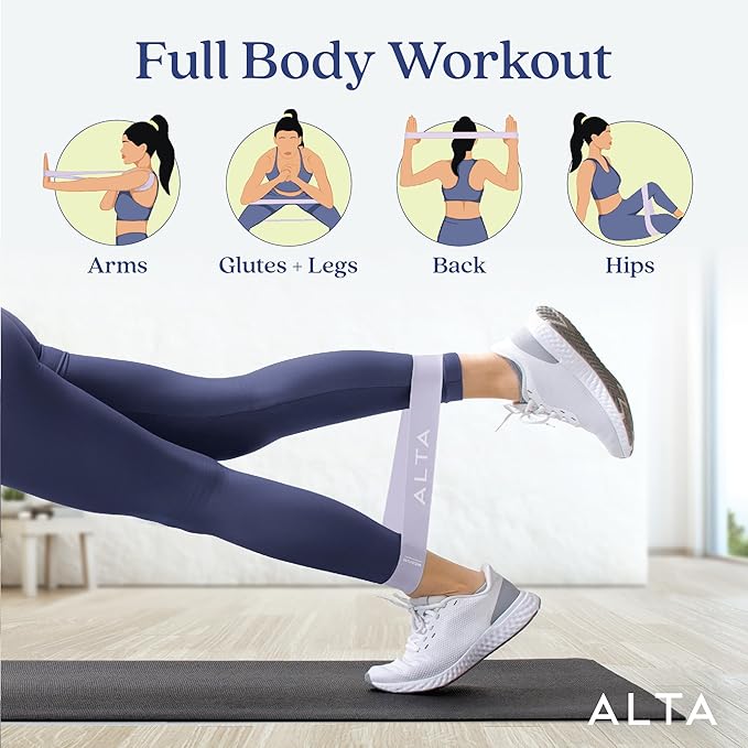 ALTA Mini Loop Bands for Exercise - Premium Durable Latex - Small Resistance Bands for Women, Booty Bands for Working Out, Leg Stretch Loops for Physical Therapy, Pilates Exercise Mini Bands Set