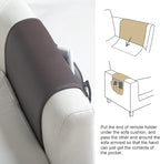 PU Leather Sofa Armrest Organizer, Armchair Magazine Holders, Waterproof Remote Holder for Recliner Couch with 1 Large Pocket, 4 Small Pockets for Magazine, Remote, Phone, Ipad, Books (brown)