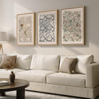 Framed Large William Morris Canvas Wall Art Set of 3, Vintage Nature Floral Artwork Prints, Boho Neutral Botanical Wall Decor for Living Room, Bedroom, Hallway and Office, Total Size 30x60