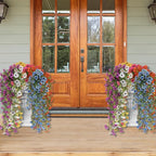Artificial Hanging Flowers for Outdoors, 6 Pcs Fake Plant for Spring Summer Decoration, UV Resistant Realistic Silk Faux Flowers Outside Indoor Planter Porch Patio Balcony Yard Decor