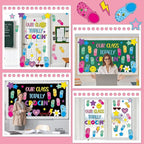 Summer Bulletin Board Decorations Set June Our Class Totally Crocin' Clsssroom Decor Smile Face Groovy Retro Colorful Shoe Charms Paper Cutouts for Back to School Chalkboard Wall Door Teacher Supplies