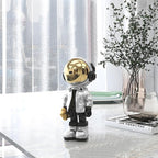 Dosker Small Astronaut Statues Mini Spaceman Sculpture Polyresin Arts Gifts Silver Figurine Ornament Room Decor for Men,Home and Desktop Accessories Tabletop Decoration, Living Room, Office, Bookshelf
