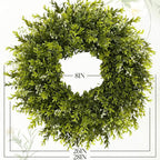 28'' Large Boxwood Wreath for Front Door Porch Window Artificial Boxwood Leaves with White Seed Greenery Outdoor Indoor Wreath for Home Farmhouse Wall Decor Spring Summer Fall All Seasons (Green)