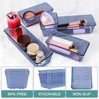 16 PCS Drawer Organizer Set, 5 Varied Size Bathroom and kitchen Drawer cabinet organizer Trays, Clear Storage Bins for Makeup, Jewelry, Utensils and Gadgets,Dark Blue