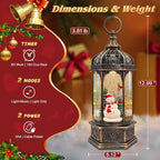 Large Snowman Snow Globe, Cardinal Christmas Tree, Lighted Snow Globes Lantern, Musical&LED Lights, 8 Classic Songs, 6-Hour Timer, Xmas Gifts and Holiday Decoration
