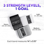 Wide Fabric Resistance Bands for Working Out | 3 Strength Level Non-Slip Exercise Booty Bands for Women & Men | Comes with a Bag and Tape Measure | for Gym, Yoga, Pilates