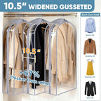 BALEINE 48'' Clear Garment Bags, 10.5'' Wide PEVA Suit Bag for Closet Clothes Dresses Suit Coats Storage (Clear, 9PK)