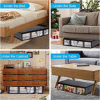 10 Pack Under Bed Storage Containers for Clothes Folding Storage Bins with Clear Window and Reinforced Handles Underbed Storage Containers for Organization and Storage Clothing Blankets