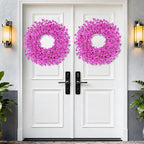 26 Inch Spring Wreaths for Front Door Large Easter Valentines Forsythia Floral Summer Spring Door Wreaths Outdoor All Season Spring Decor for Home Porch Room Window Wall Farmhouse Decor(Rose red)