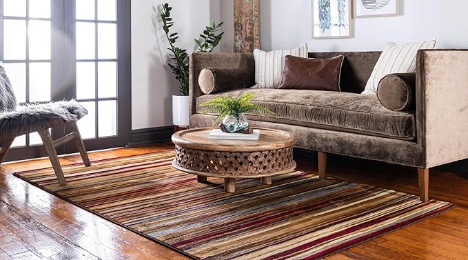 Unique Loom Barista Collection Area Rug - Icatu (9' x 12' Rectangle, Beige/ Brown)