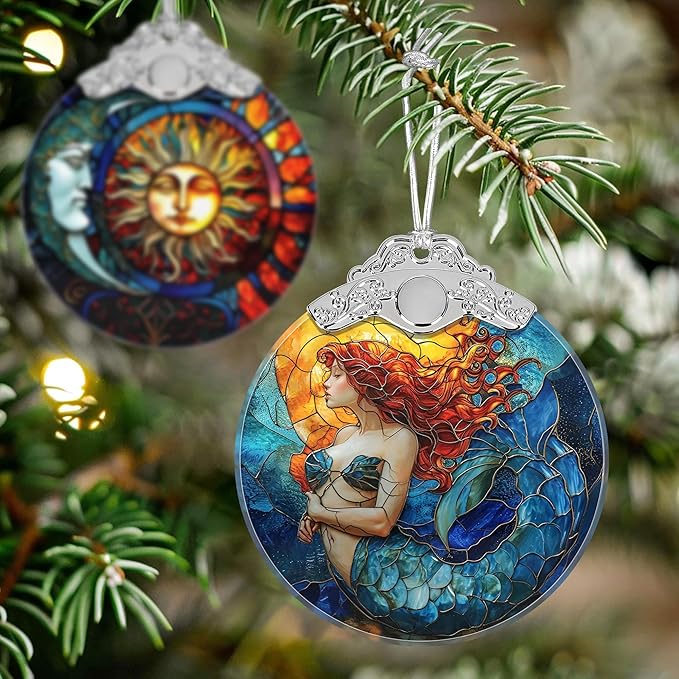 Mermaid Stained Glass Orament - Christmas Ornament - Christmas Decorations for Tree - Holiday Present ldeas - Gift Exchange