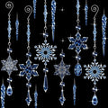 Giegxin 32 Pcs Crystal Christmas Ornaments Crystal Hanging Snowflakes Acrylic Xmas Tree Icicle Drop Decorations with Hooks for Christmas Snow Party Winter(Dark Blue)
