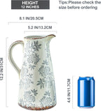 Enra Blue and White vase with Handle,12.2 inch Ceramic Vintage Decorative Flower Pitcher vase, Large Rustic Vases for Home Decors, Living Room, Bookshelf, Office